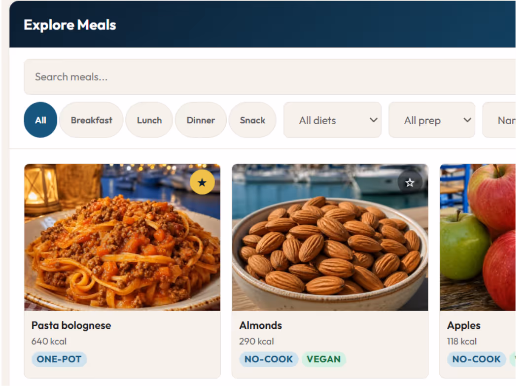 Browse meals before you commit